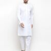 Loom & Tiles Men's White Cotton Full Sleeve Kurta.